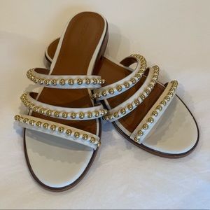 Coach Isa Gold Studded Leather Slide Sandals, Size. 8.5